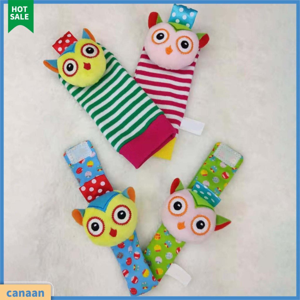 canaan 2Pcs Baby Rattles Cartoon Design Sensory Training Stuffed