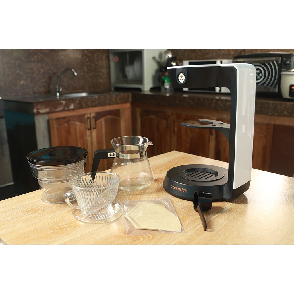 Oceanrich Automatic Pour Over Coffee Maker Single Wall Carafe (White
