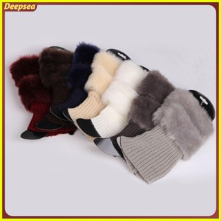 Winter Knitted Wool Leg Warmers for Woman Punk Goth Solid Outdoor