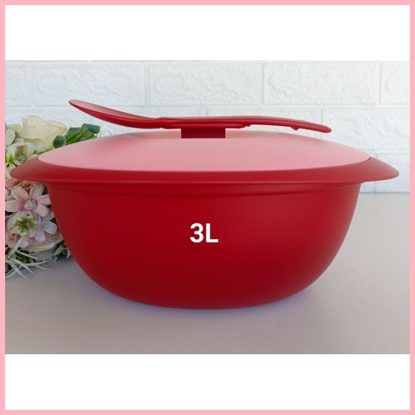 ☑ § Tupperware Royal Red Blossoms Large Rice Server with Spoon | Shopee ...