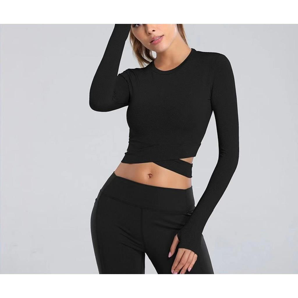 yoga woman long sleeves tops fitness quick drying cloth girl sport ...