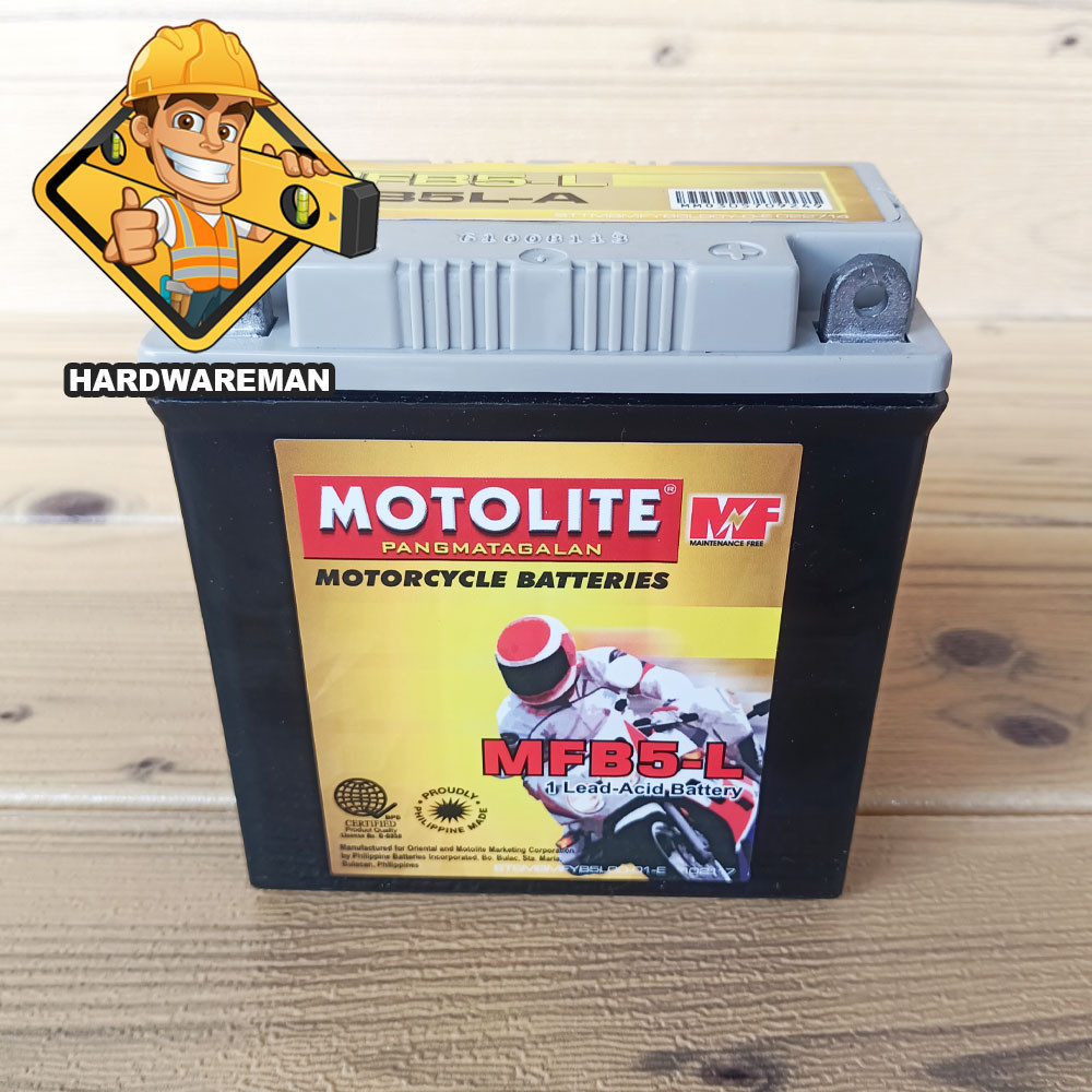 Motolite MFYB5L / Superlite 12N5L-B Maintenance Free Motorcycle Battery ...