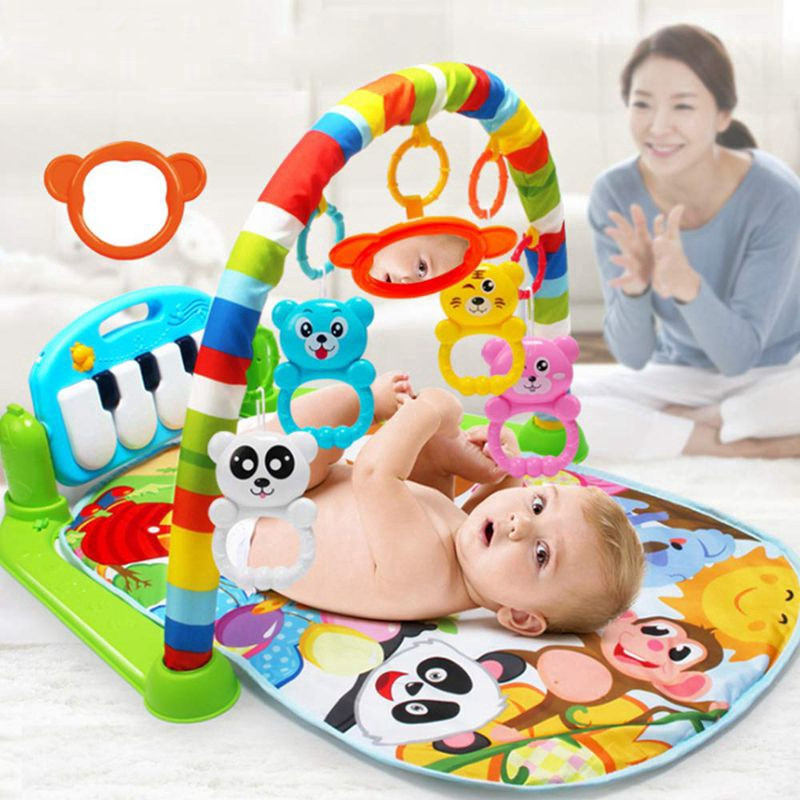 Baby Music Rack Play Mat with Piano Keyboard Crawling Game Pad Toys ...