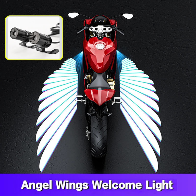 Motorcycle Angel wings LED projection light anti-collision laser light ...