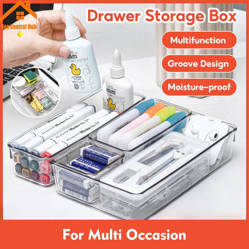 Acrylic Transparent Drawer Organizer Kitchen Storage Box Desk Trays ...