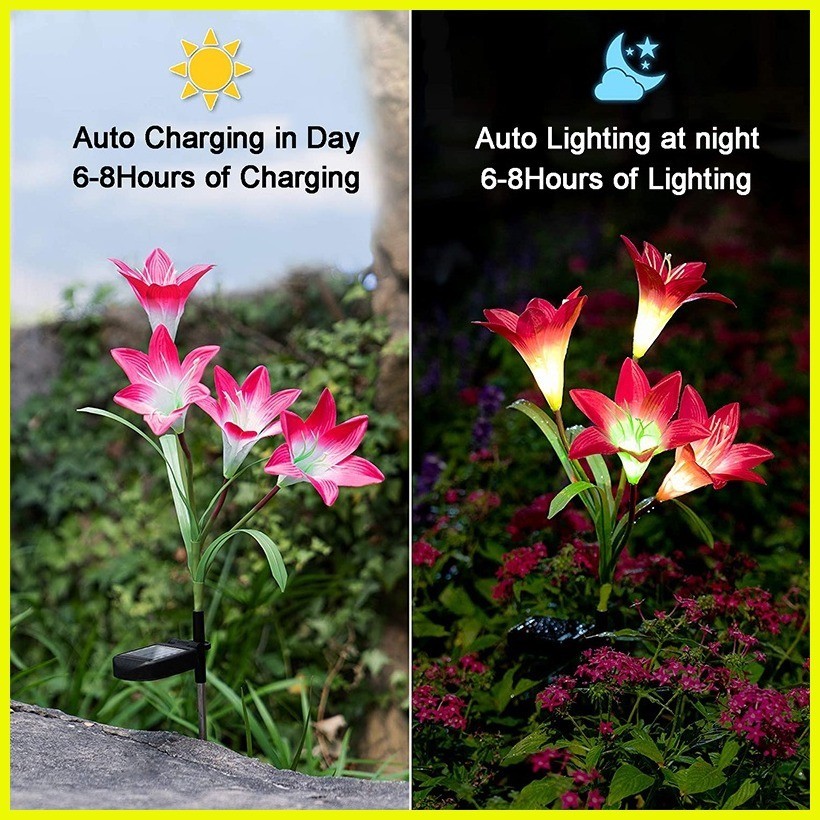 On Sale】Waterproof RGB Solar Lily Lights Outdoor Garden Lights LED Lily ...