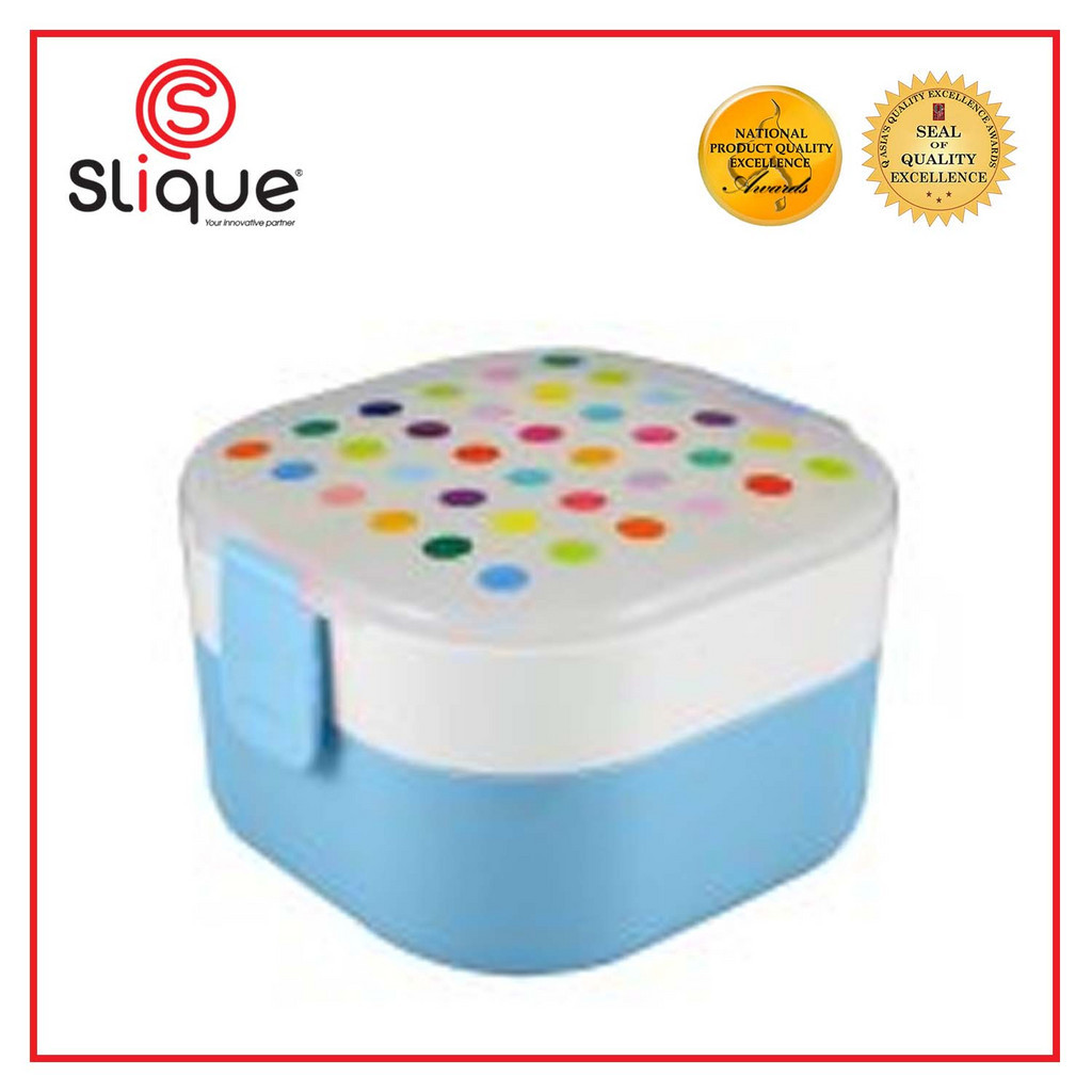 SLIQUE Square Lunch Box 700ml (Blue) | Shopee Philippines