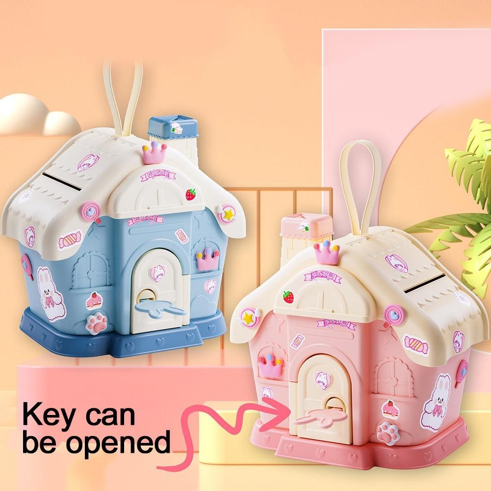 Cute Cartoon Portable Small House With Access And Key Storage Jar Bank ...