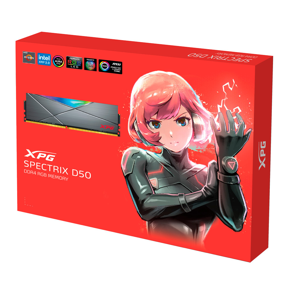 XPG Spectrix D50 16GB (2x8) - BLACK - Dual Channel Kit DDR4 3200Mhz RGB ...