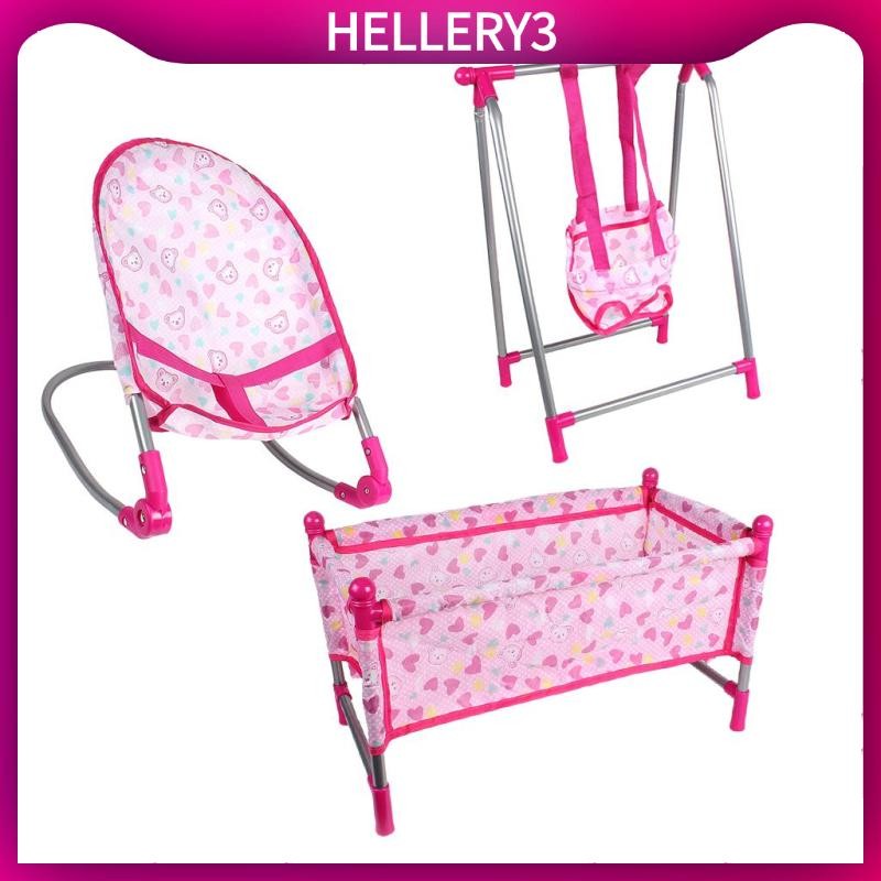 [HelleryQ] Reborn Doll Realistic Swing Rocking Chair Bed Crib Playset ...