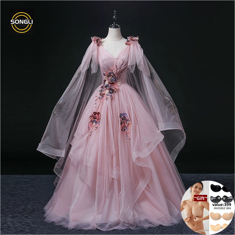 open lace back dress A Line Court Train Tulle Wedding Dress COCOMELODY JWLT15067, 45 Days / As Picture / US0-UK2-EUR30