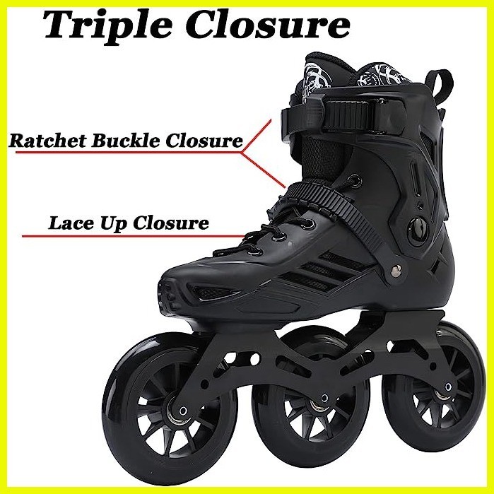 【hot sale】 LIKU Black 3WD Inline Skates, 3 Wheel Racing Skates Unisex Shopee Philippines