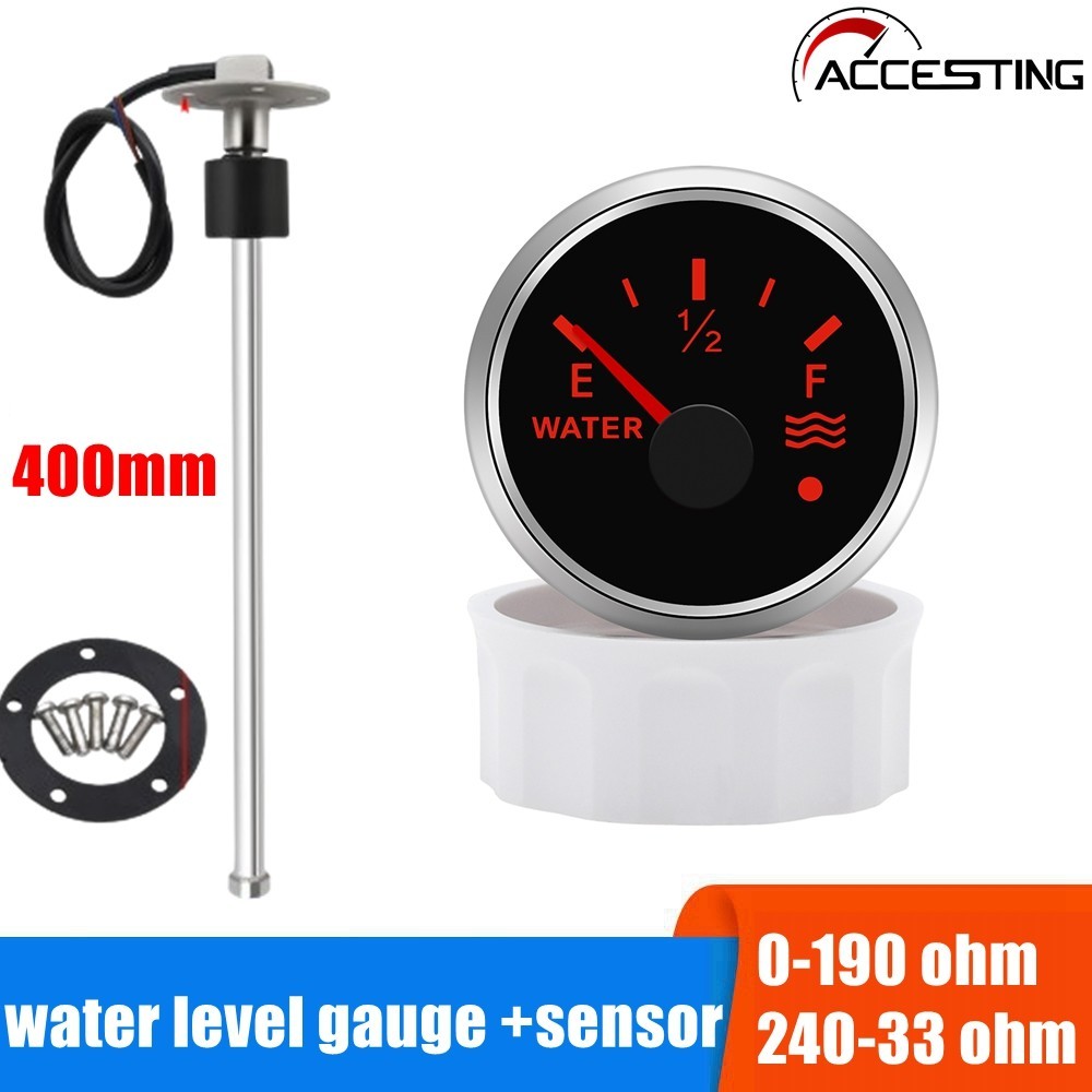 0-190/240-33ohm 52mm Boat Car Water Level Gauge+ 400mm Water Sensor ...