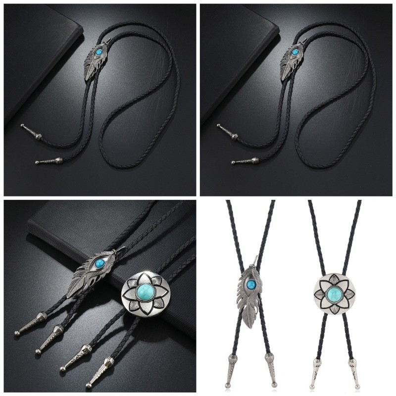 Cravates Bolo pour hommes femmes faites à la main forme ronde Western Cowboy Bol