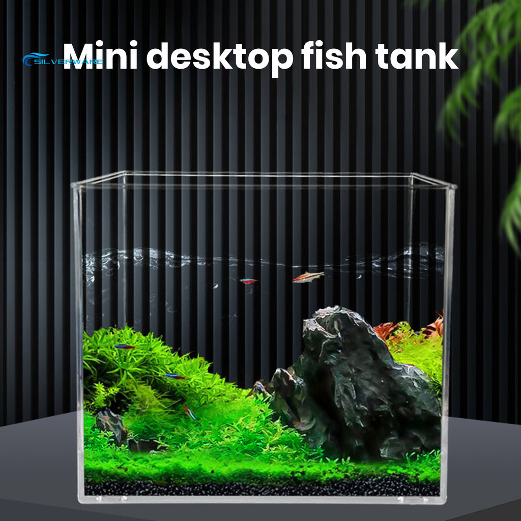 SILVERWARE Fish Tank Smooth Edges Small Aquarium High Transparency ...