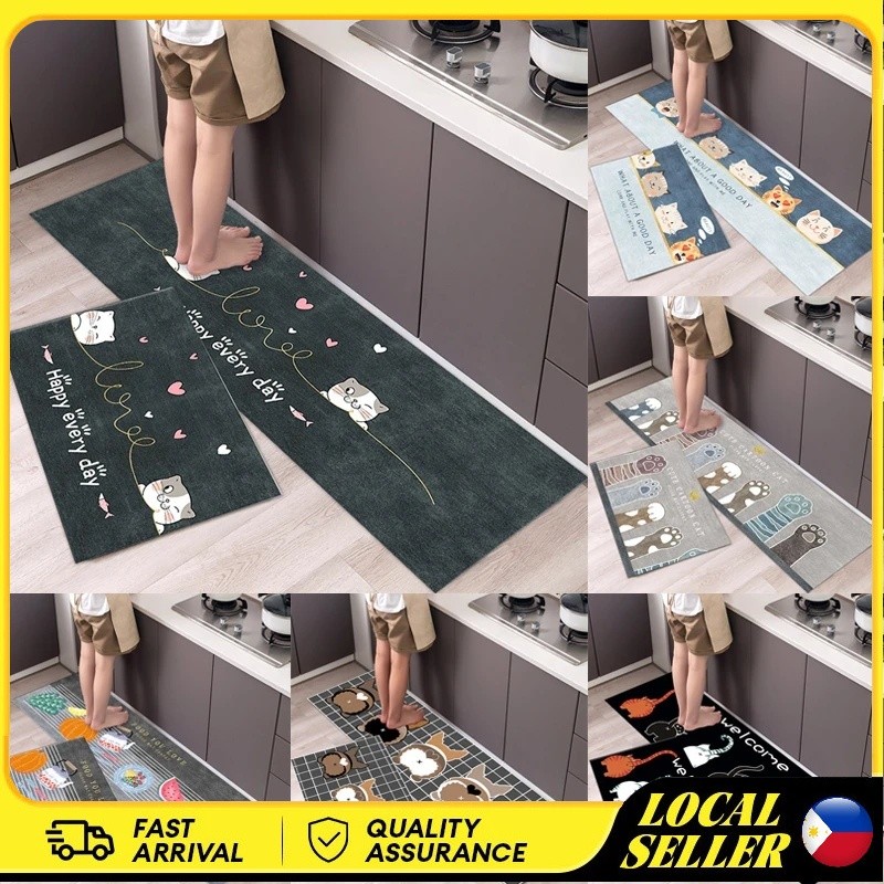 Cartoon Cat Pattern Kitchen Mat Bathroom Doormat Anti-slip Hallway Door ...