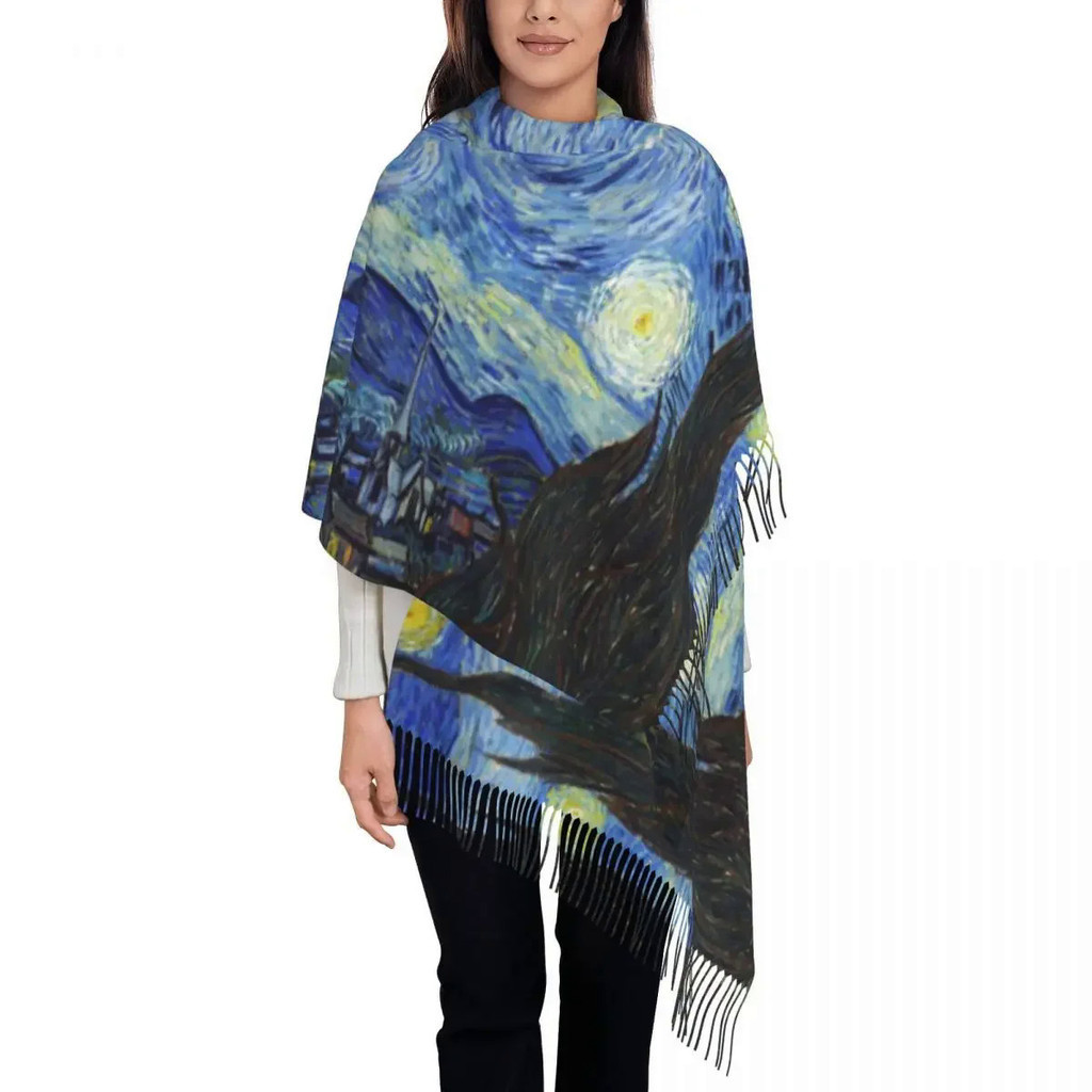 Customized Printed Vincent Van Gogh Starry Night Scarf Women Men Winter ...