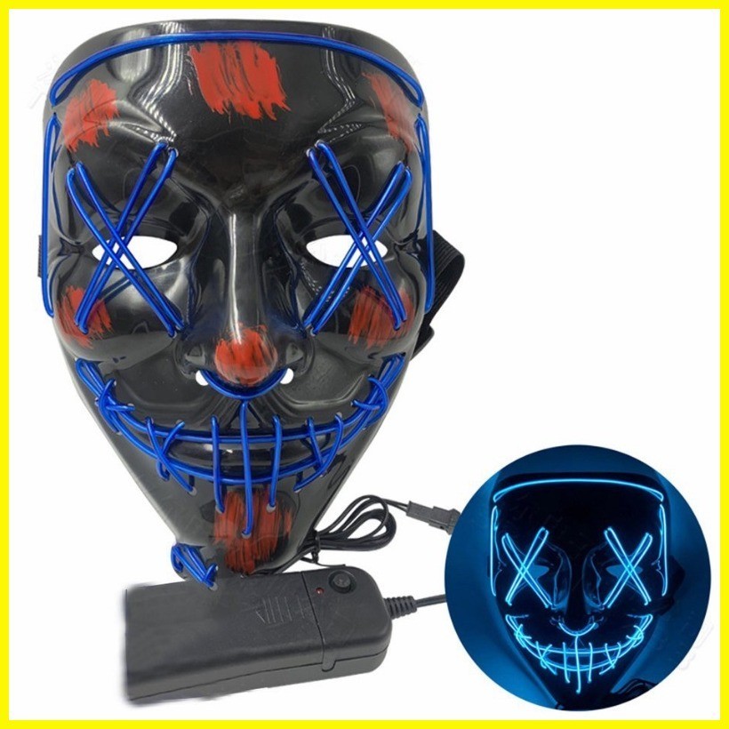 Halloween LED Mask Neon Party Luminous Light Scary The Purge Mask Glow ...