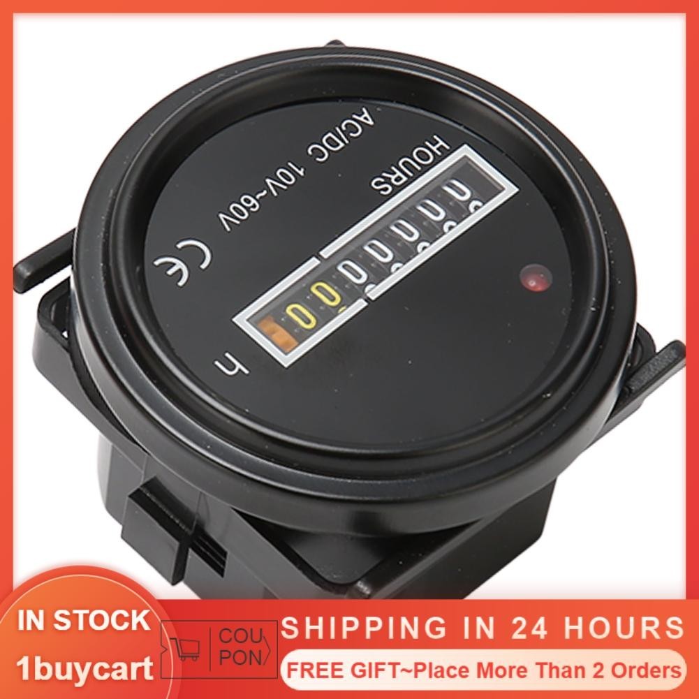 1buycart Engine Hourmeter Boat Hour Meter 2.4in Diameter Durable Plastic for 1060V AC or DC