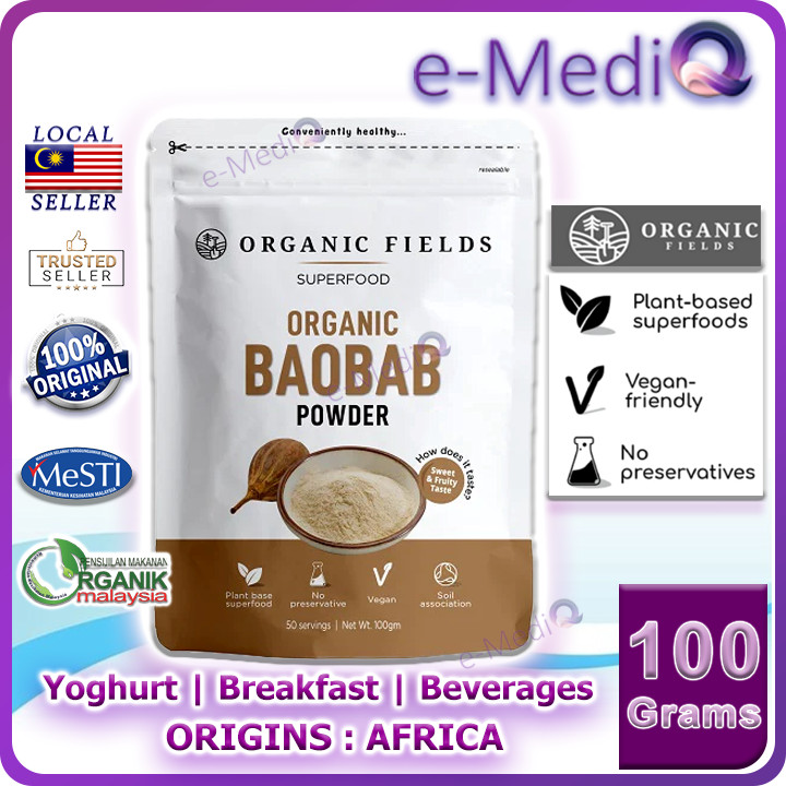 ORGANIC FIELDS Organic Baobab powder 100g [Superfood Add Dessert ...