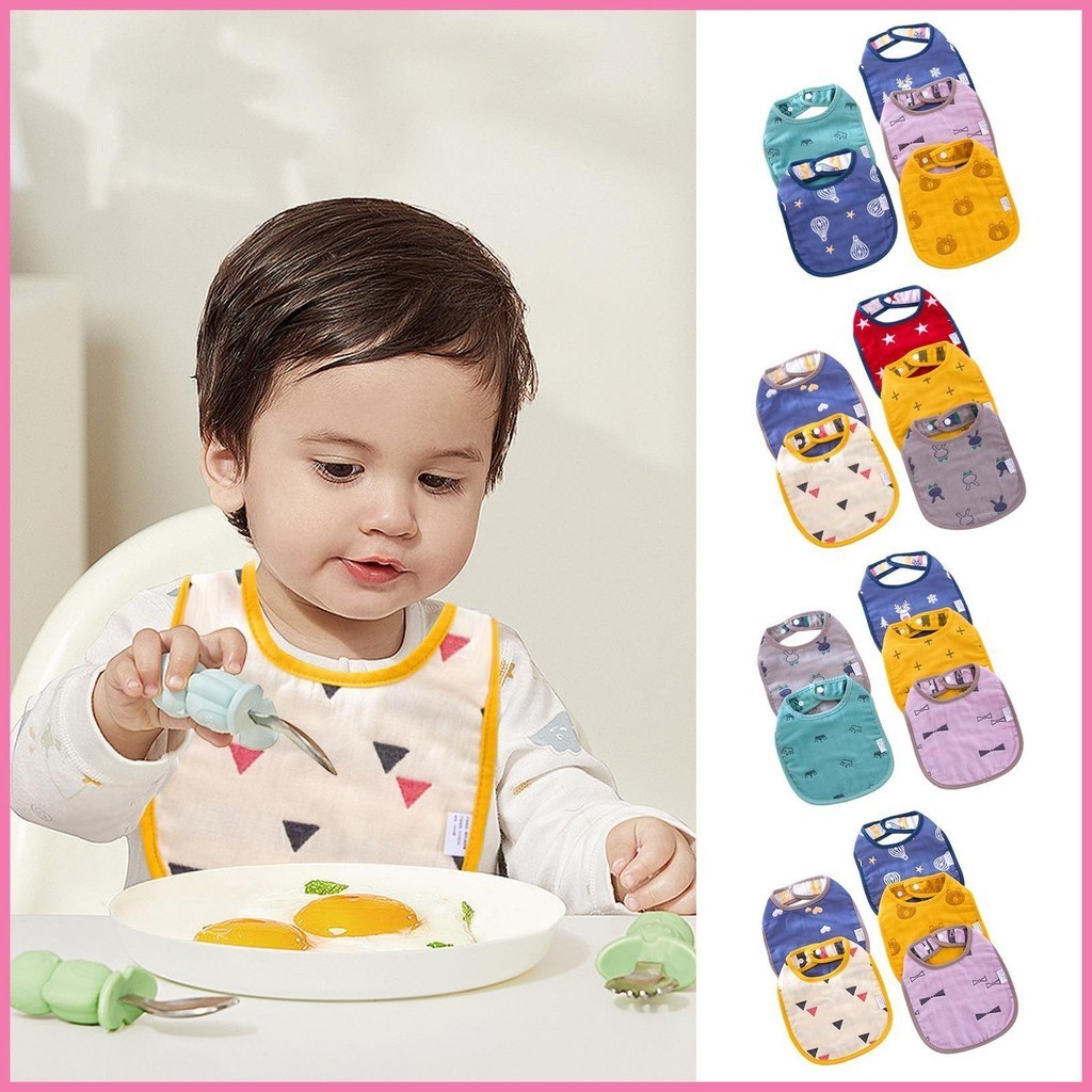 5pcs Baby Feeding Bibs skinfriendly Cotton Ushaped Toddler Bibs With Snap Button Must Haves