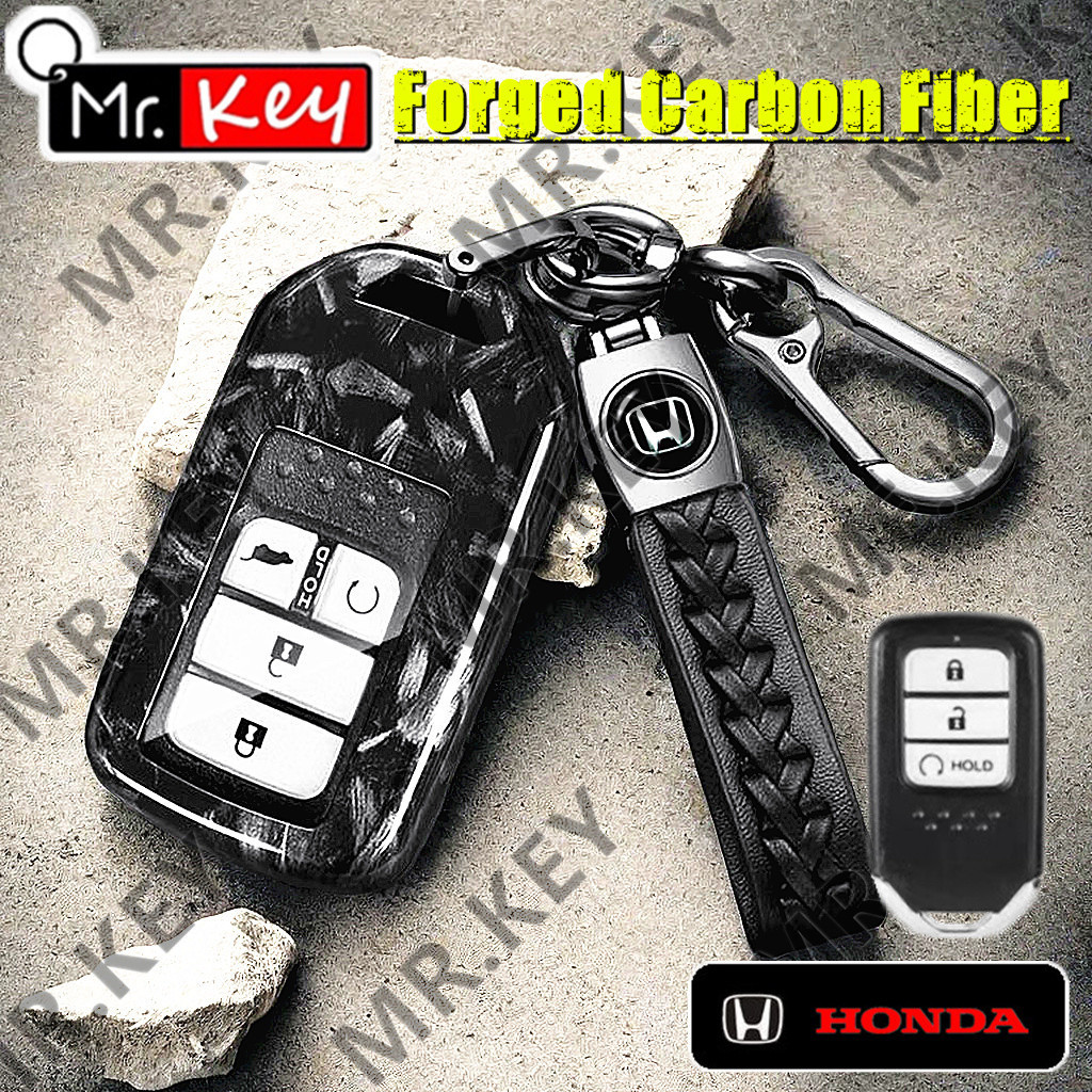 【Mr.Key】Forged Carbon Fiber Remote Key Case Cover Shell Fob for Honda ...