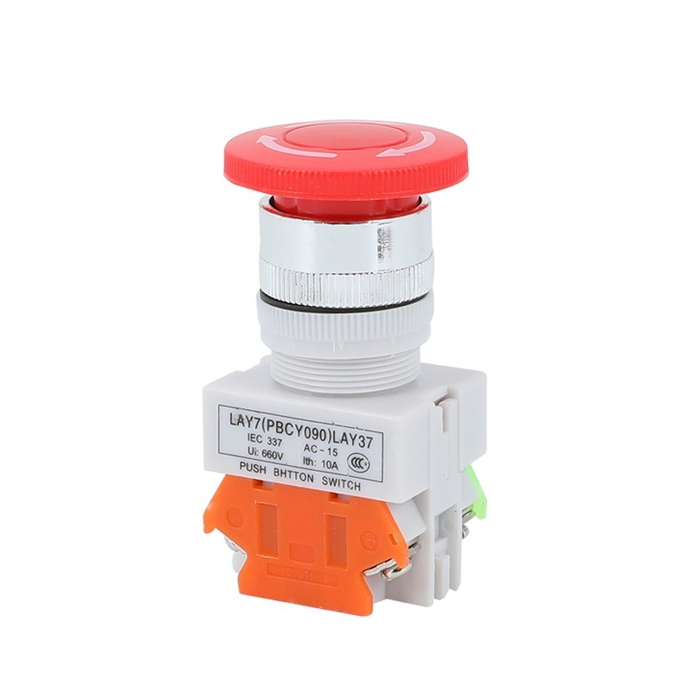 Red Mushroom Cap 1NO 1NC DPST Emergency Stop Push Button Switch AC 660V ...