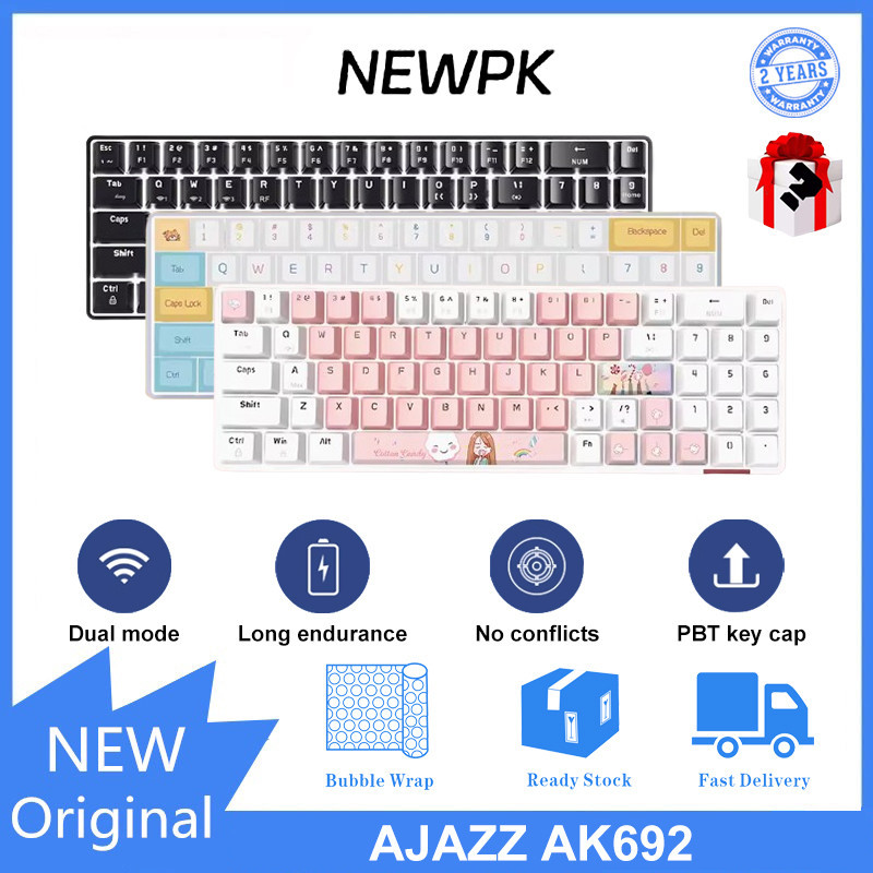 AJAZZ AK692 Wireless Three Mode White Light Mechanical Keyboard