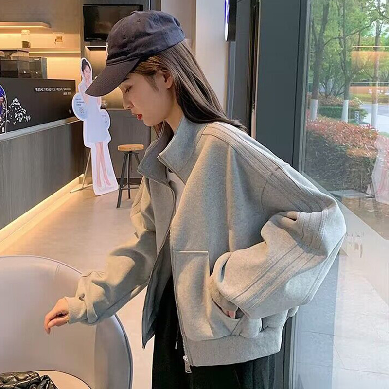 SOLIKE 3 Color Women Korean Style Oversized Sweater Striped Long Sleeve Coat Zipper Sweatshirt Shopee Philippines