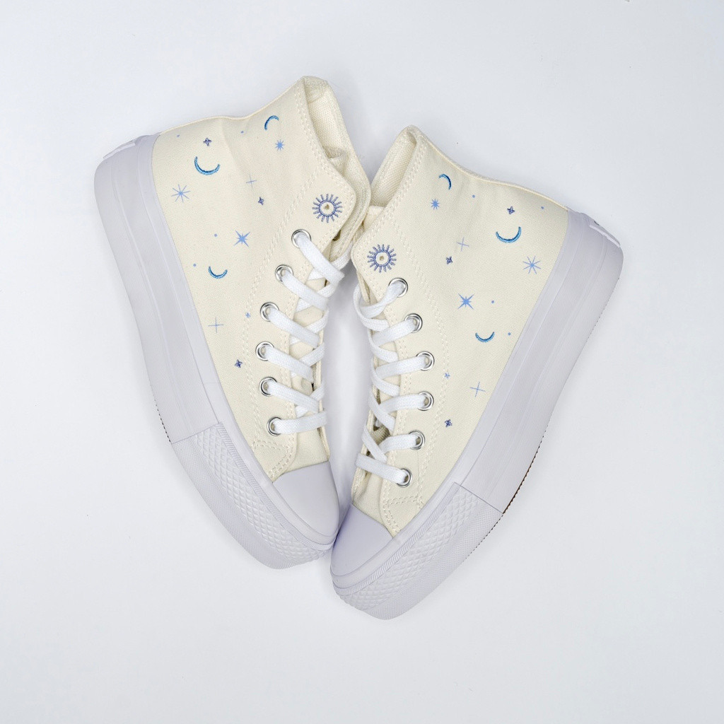 2023 Spring New Star Moon Embroidery Thick Sole Elevated Shoe Converse ...
