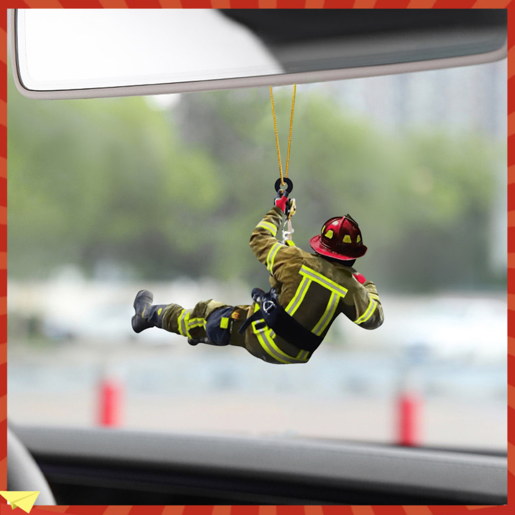 GH| Fireman Pendant Firefighter Armor Car Rear View Mirror Pendant ...