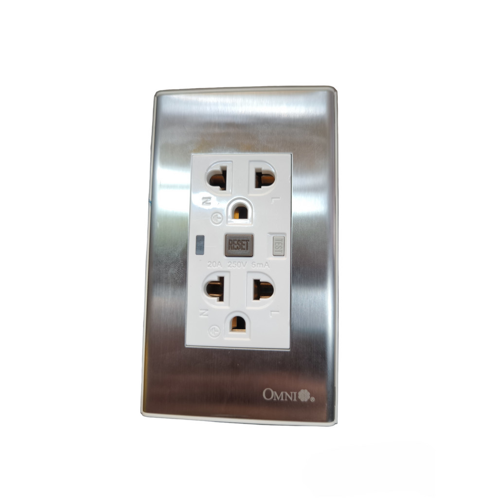 OMNI / ROYU GFCI Duplex Outlet 20A 250V with Stainless Plate Cover ...