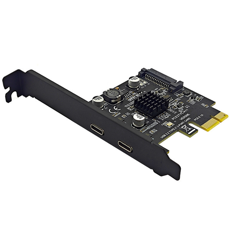 2Port TYPEC PCIE Card PCI Express 3.0 X1 to Dual USBC Expansion Card