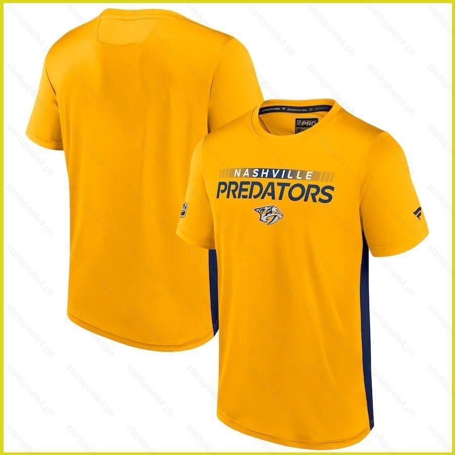 SnOw 2024 NHL Nashville Predators Tshirt Yellow Black Splice Hockey