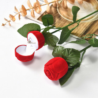 Creative Rose Flower Ring Case/ Velvet Red Rose Jewelry Box/ Storage ...
