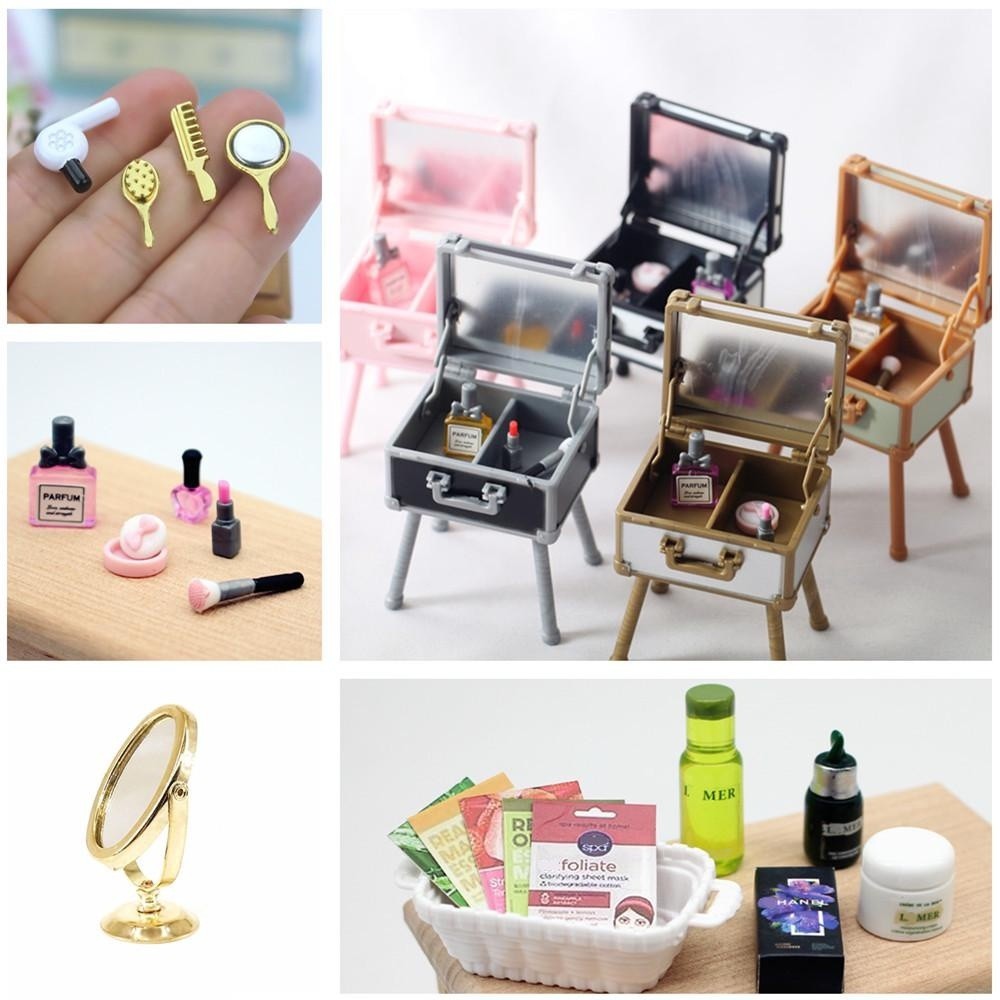 Dollhouse Mini Makeup Tools/Cosmetic Box/Skincare/Perfume/Hair Dryer ...