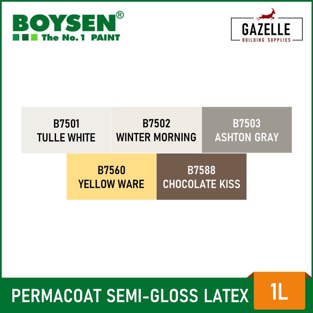 Boysen Color Series Permacoat Semi-Gloss Latex Paint Tulle White B7501 ...