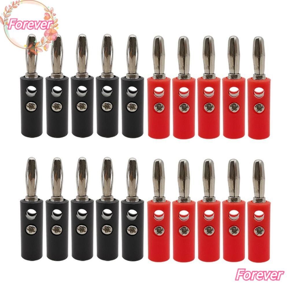 FOREVER 20Pcs 4MM Banana Plug, Black&Red Audio Speaker Jack Amplifier ...
