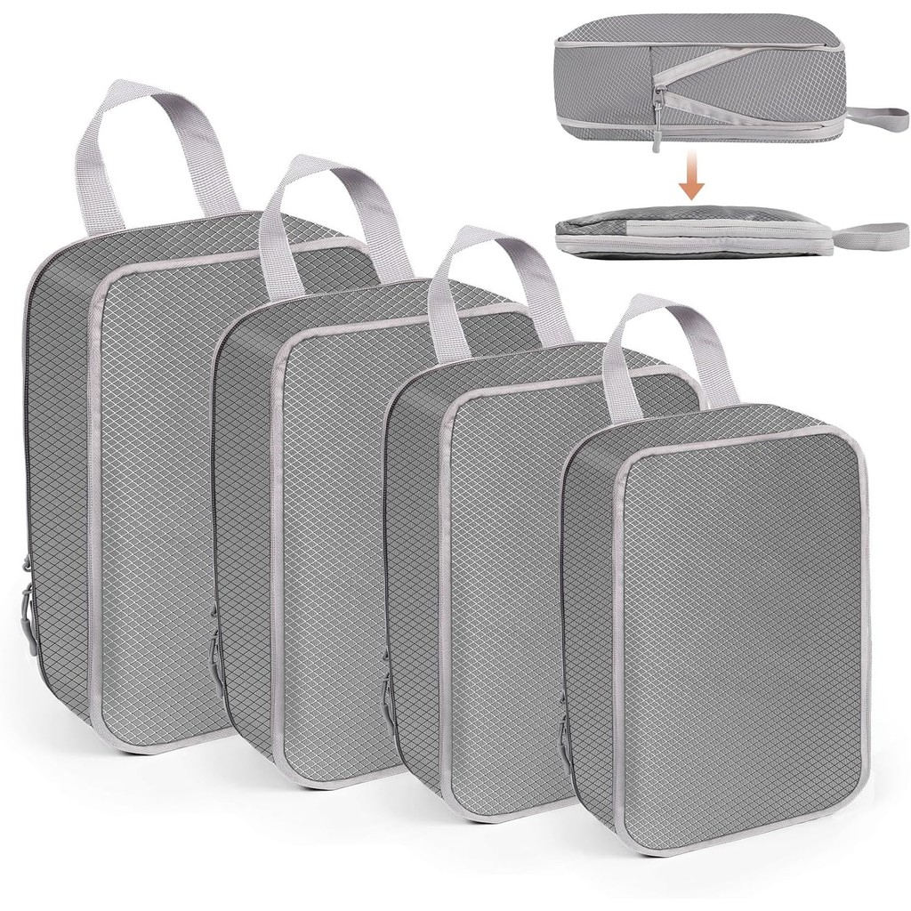 8 Set Travel Compression Packing Cubes Organizer Pouch Luggage ...