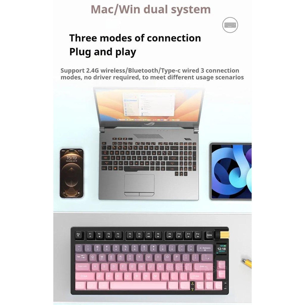 K79 Three Mode Mechanical Keyboard Hot Swappable Gasket Wireless Gaming ...