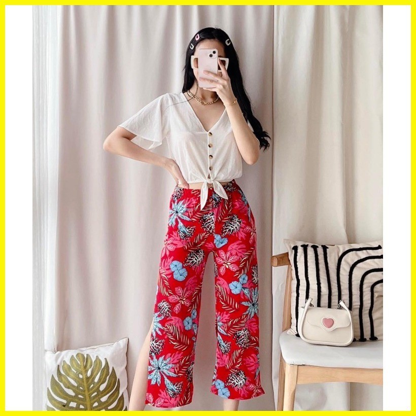 JENNY BOHO WIDE LEG SQUARE PANTS with side slit Shopee Philippines