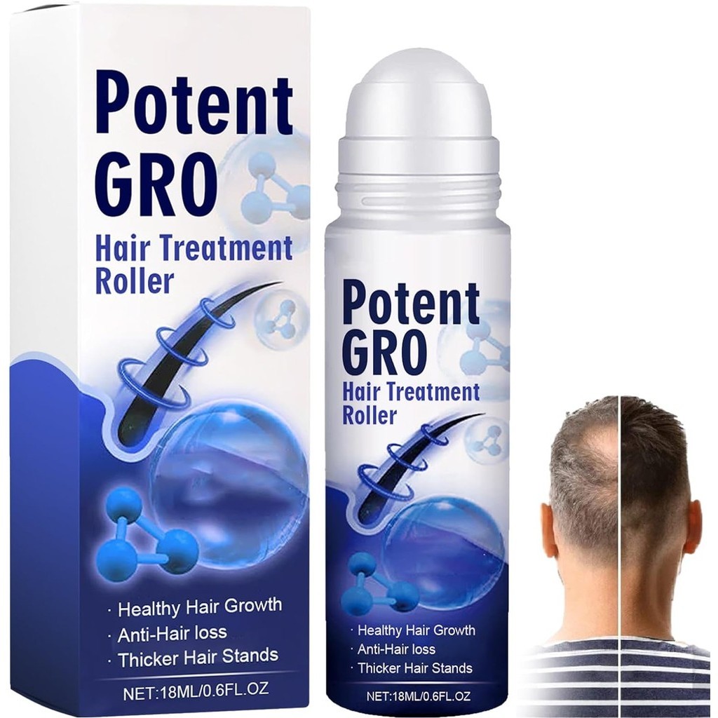 PotentGRO Hair Treatment Roller Regrowth Organic Hair Serum Roller ...