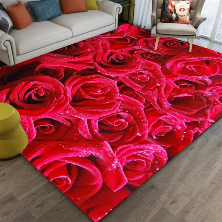 Home Decor Entrance Door Mat Flower Rose Peony Pastoral 3D Printed ...