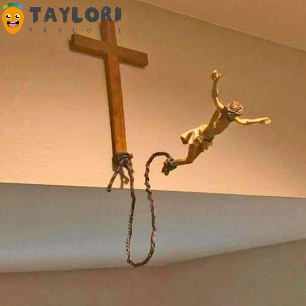 TAYLOR1 Catholic Bungee, Decorative Resin Jumping Jesus Cross, Crucifix