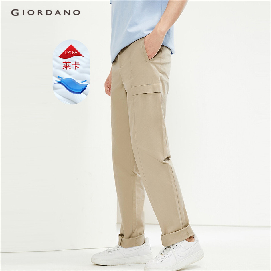 GIORDANO MEN Exposed seam mid rise lightweight pants 01114061