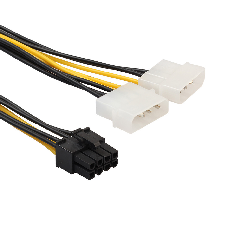 18cm 8(6+2) Pin to Dual 4 Pin Graphics Video Card Power Cord Adapter ...