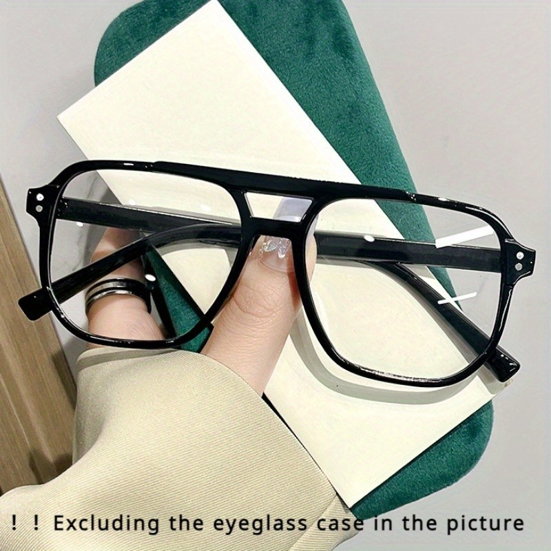 Double Beam Fashion Flat Light Glasses Trendy Retro Large Frame ...