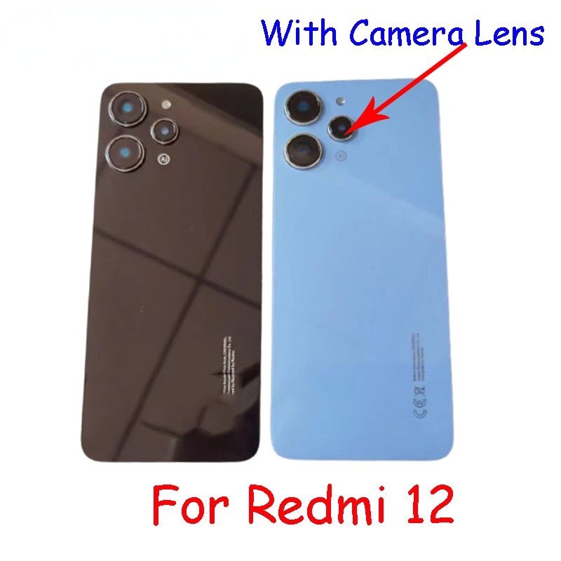 ExtKry 2 Pezzi Vetro Lente Posteriore Per Xiaomi Redmi 12 (23077RABDC/23053RN02A) – Kit Riparazione Con Adesivo E Attrezzi