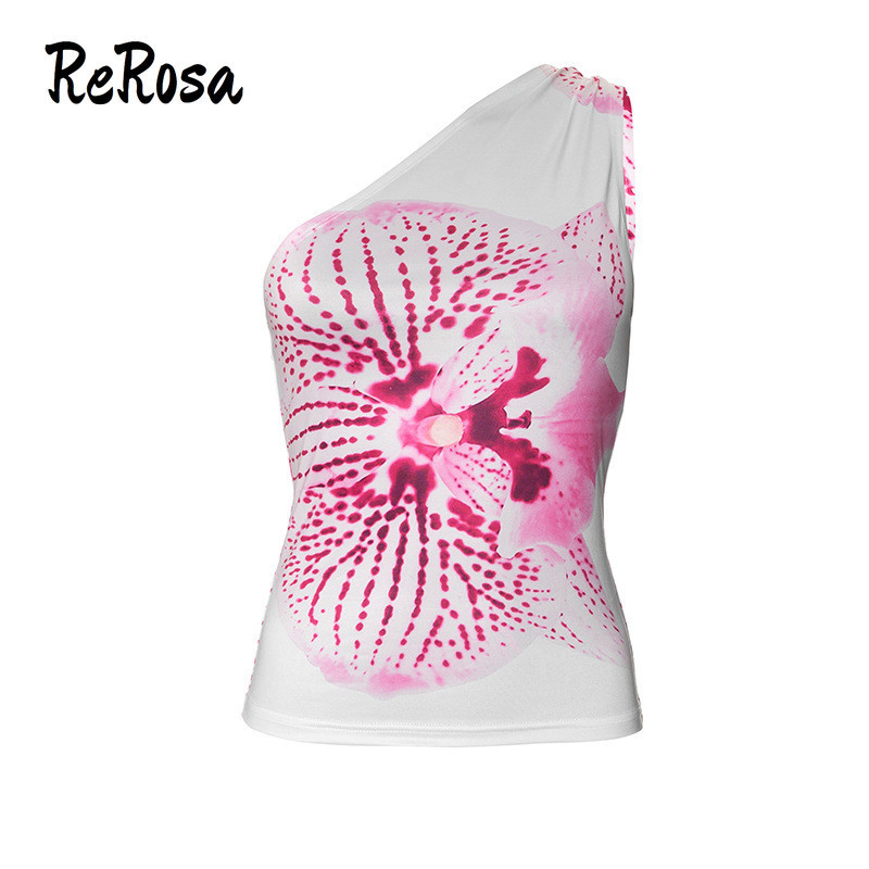 ReRosa Women Tank Top 2024 Fashion Flower Printing Slim Fit Casual ...