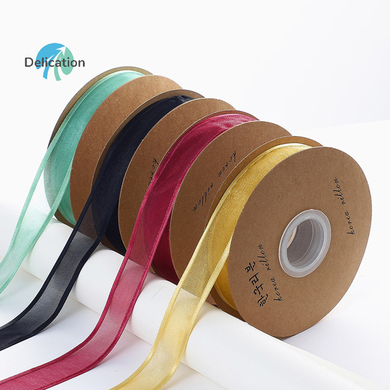 Delication 25Yards/Roll 2.5cm Sheer Chiffon Ribbon Sa Ribbons For Gift ...